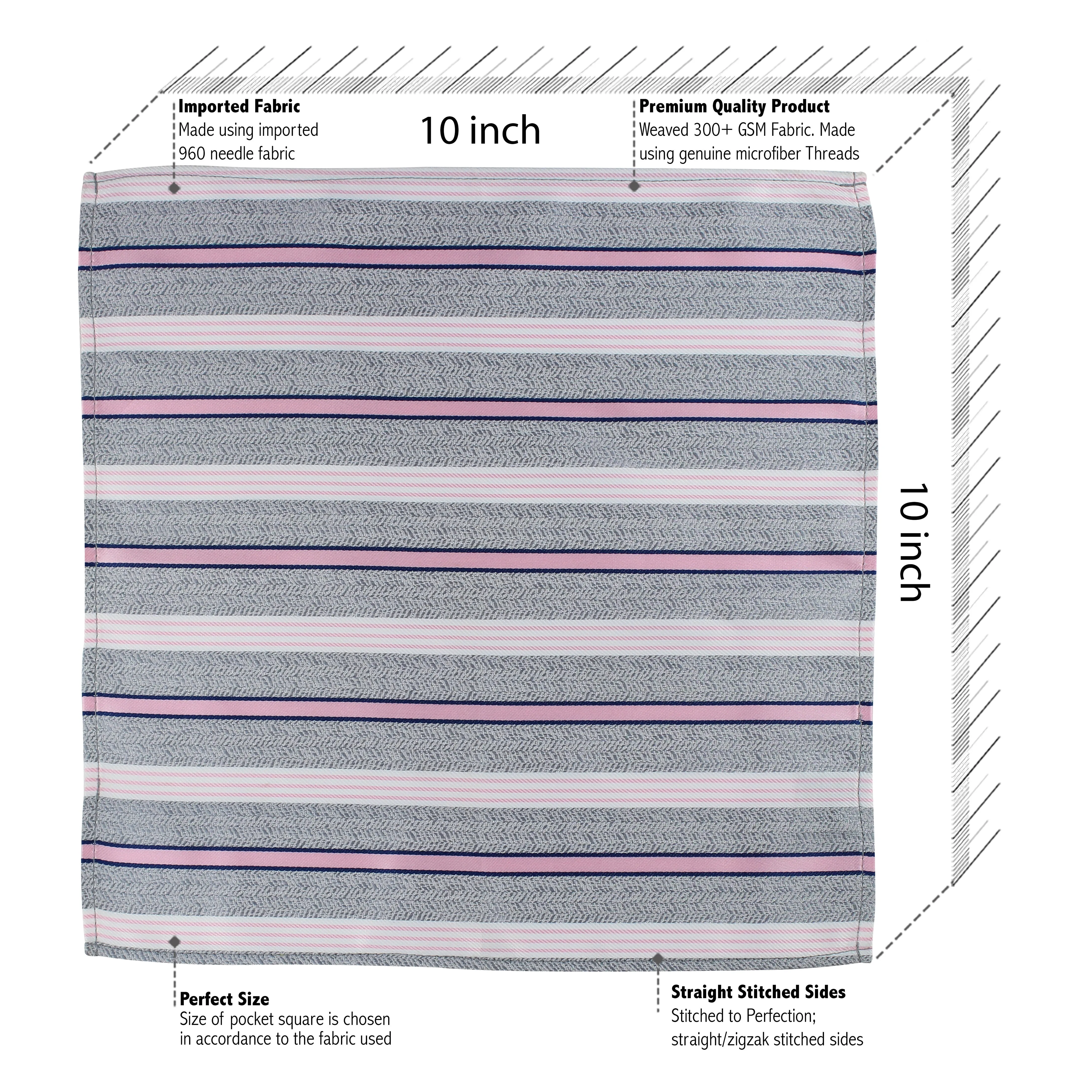 Kovove The Striped Desire Grey Necktie and Pocket Square Gift Box
