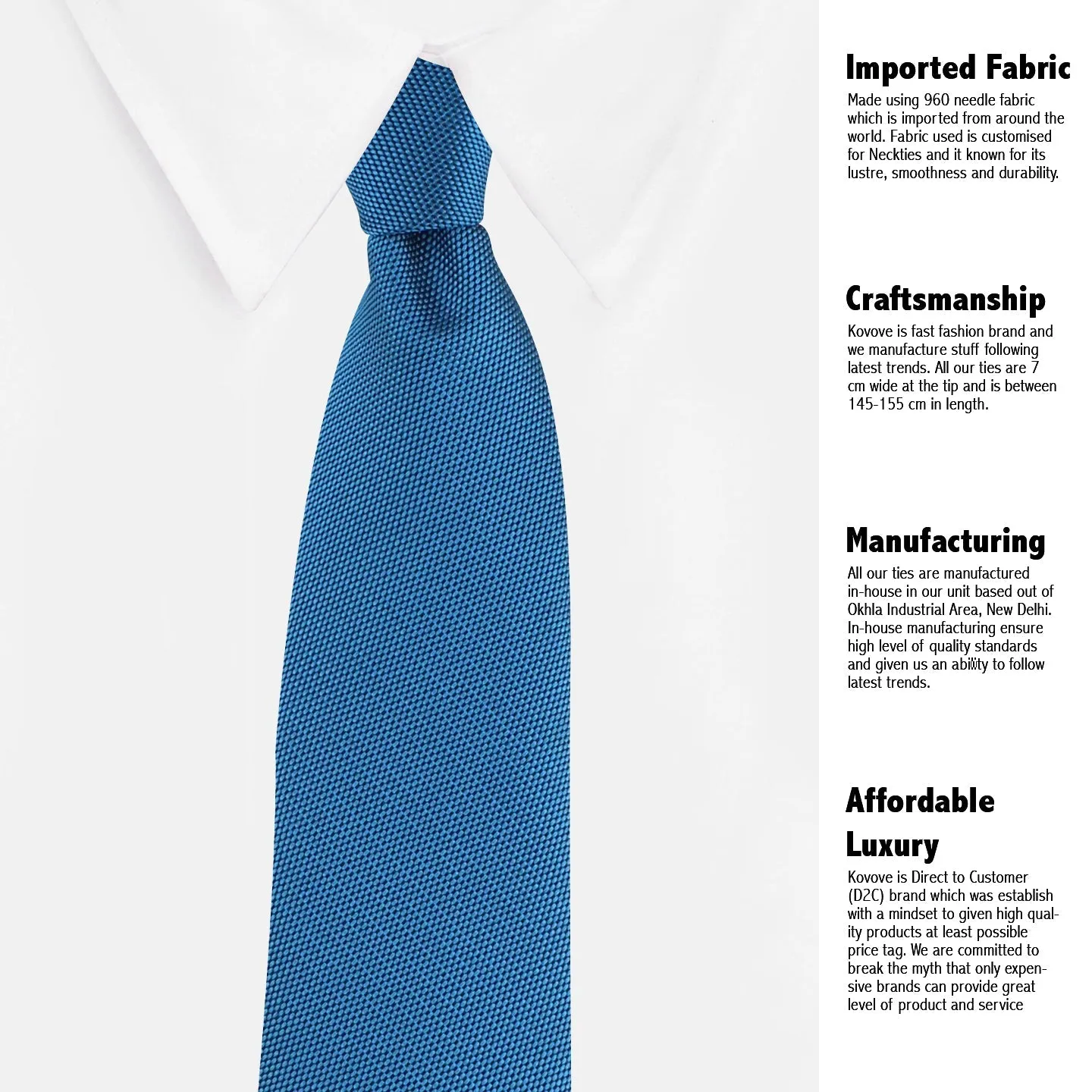 Kovove The Twining Dash Blue Necktie and Pocket Square Gift Box