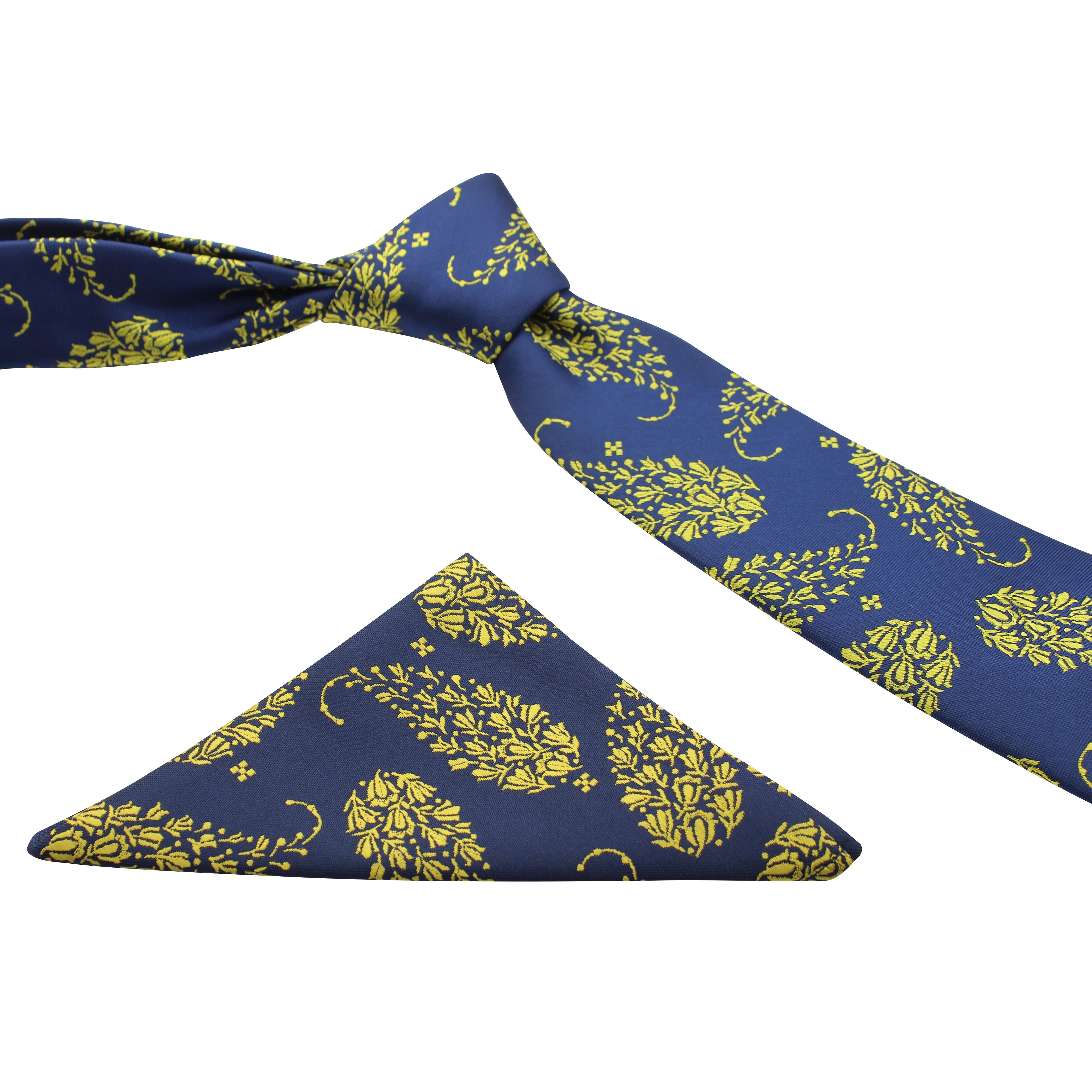Kovove Yellow Floral Necktie and Pocket Square Gift Box