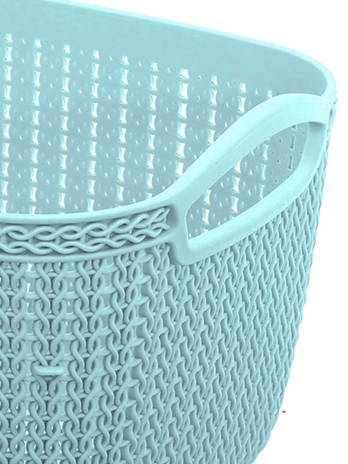 Kuber Industries Q-6 Plastic Multipurpose Large Size Flexible Storage Baskets/Fruit Vegetable Bathroom Stationary Home Basket with Handles (Light Blue)