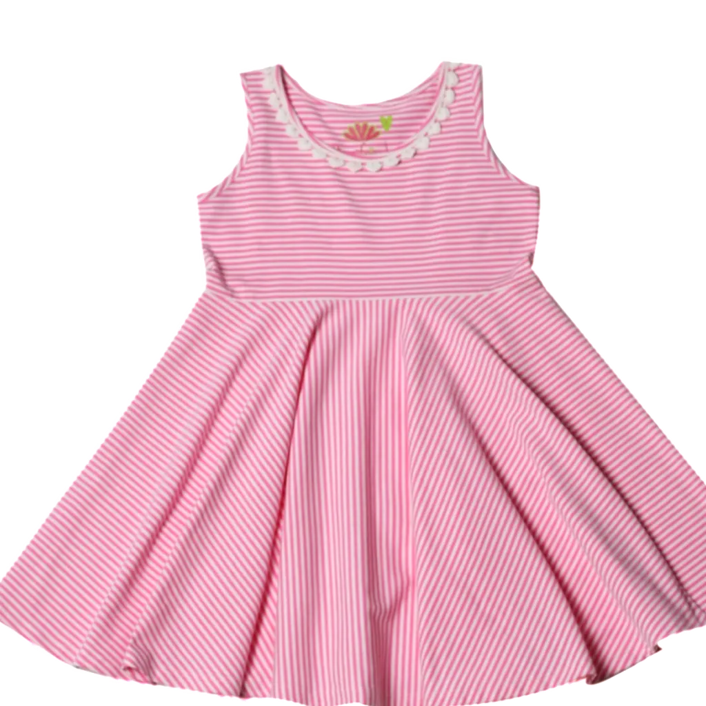 Little Cupcake Tank Full Circle Twirling Dress in Pink Stripe