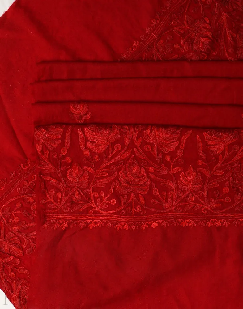 Maroon Aari Kaari Palla Woolen Stole