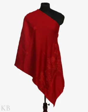 Maroon Aari Kaari Palla Woolen Stole