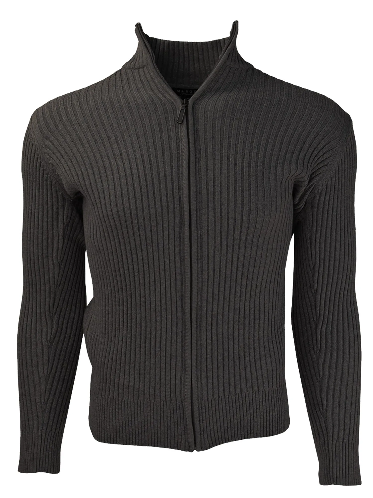Marquis  Full Zip Ribbed Mock Turtleneck Cotton Cardigan Sweater For Men