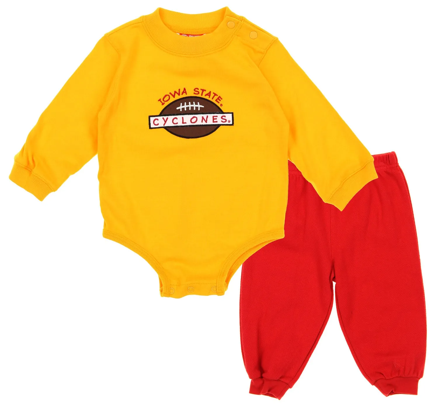 NCAA Infant Iowa State Cyclones Creeper Top and Pants Set, Gold/Red