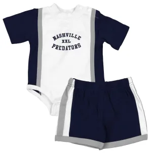NHL Infant Nashville Predators Creeper and Shorts Set, White - Navy