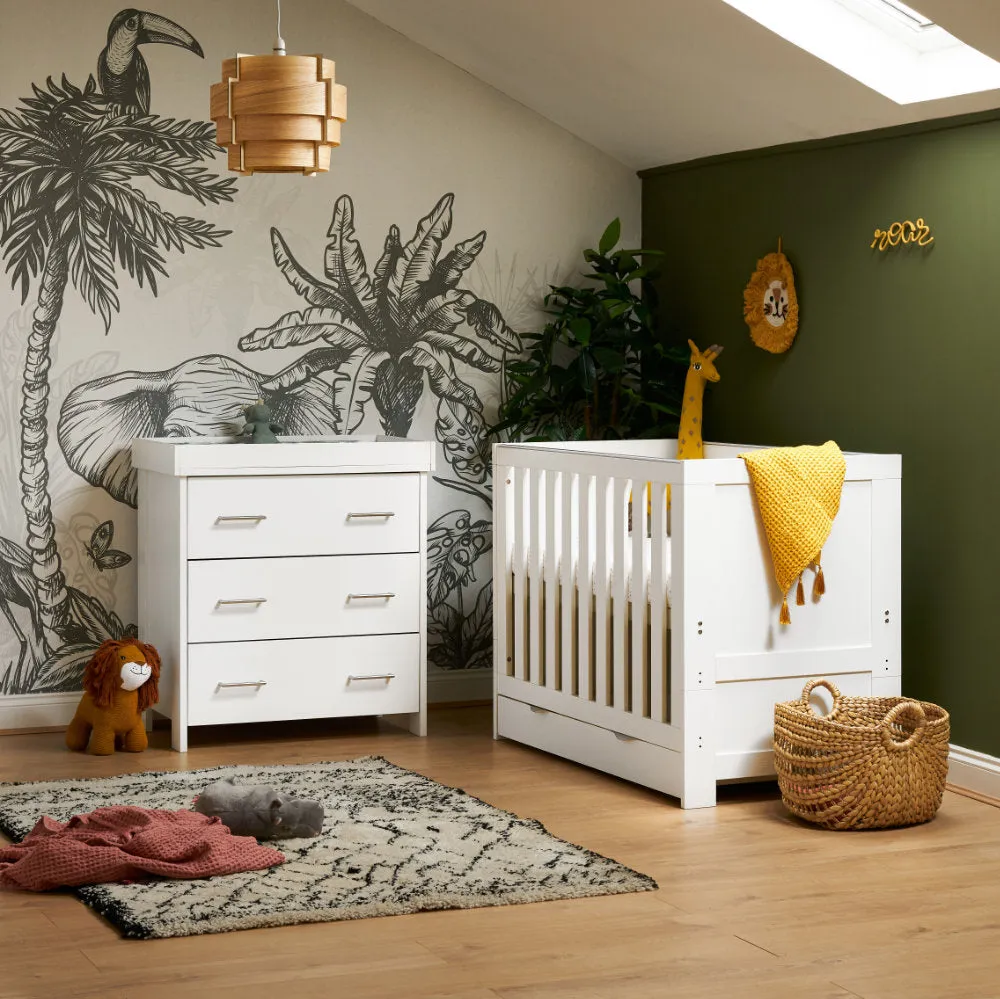 Nika Mini 2 Piece Nursery Room Set   Under Drawer - White Wash