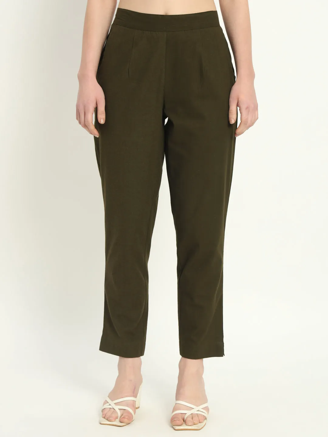 OLIVE GREEN COTTON PANTS