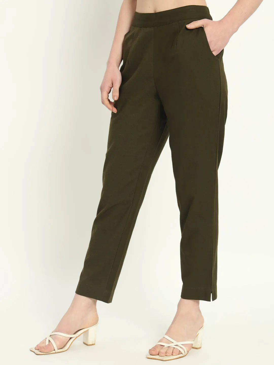 OLIVE GREEN COTTON PANTS
