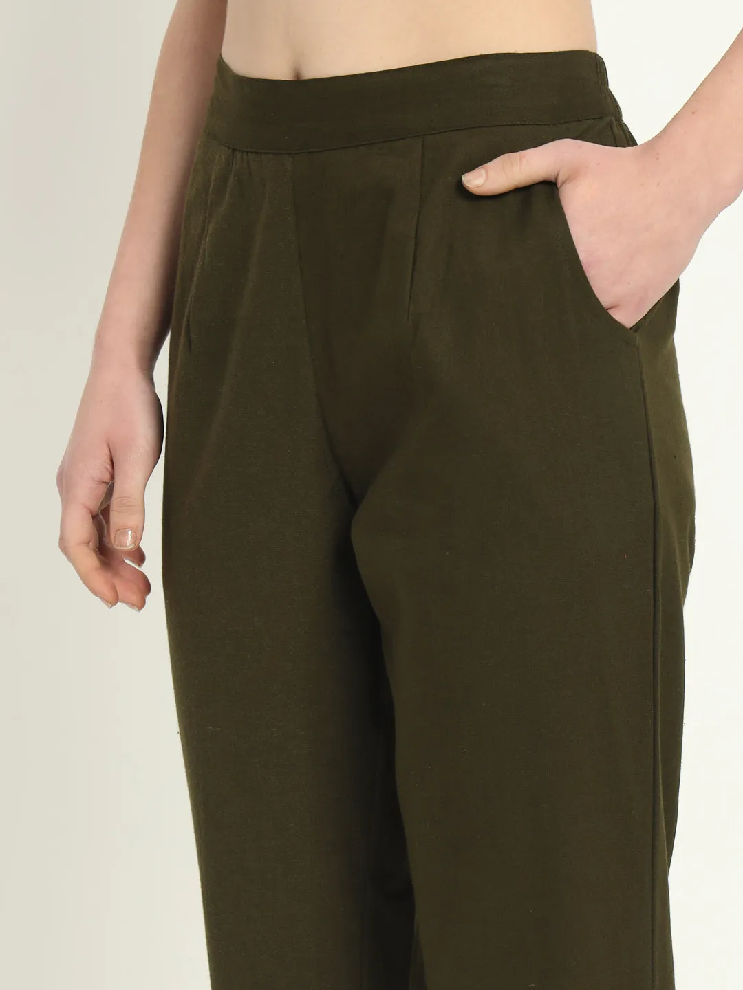 OLIVE GREEN COTTON PANTS