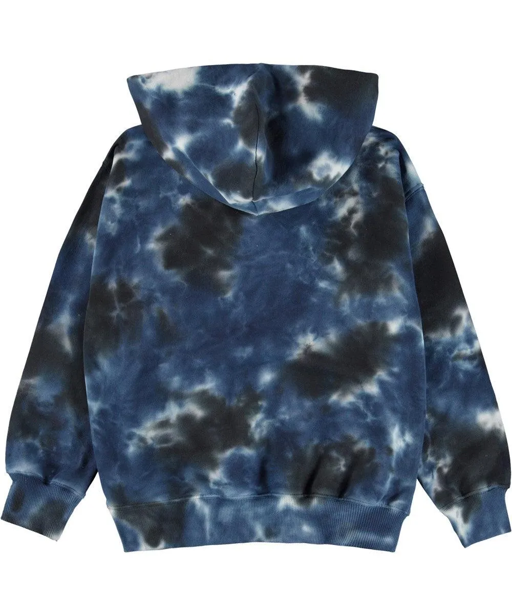 Organic Cotton Matt Hoodie| Black Blue Dye | Molo