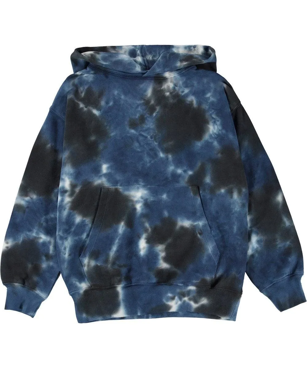 Organic Cotton Matt Hoodie| Black Blue Dye | Molo