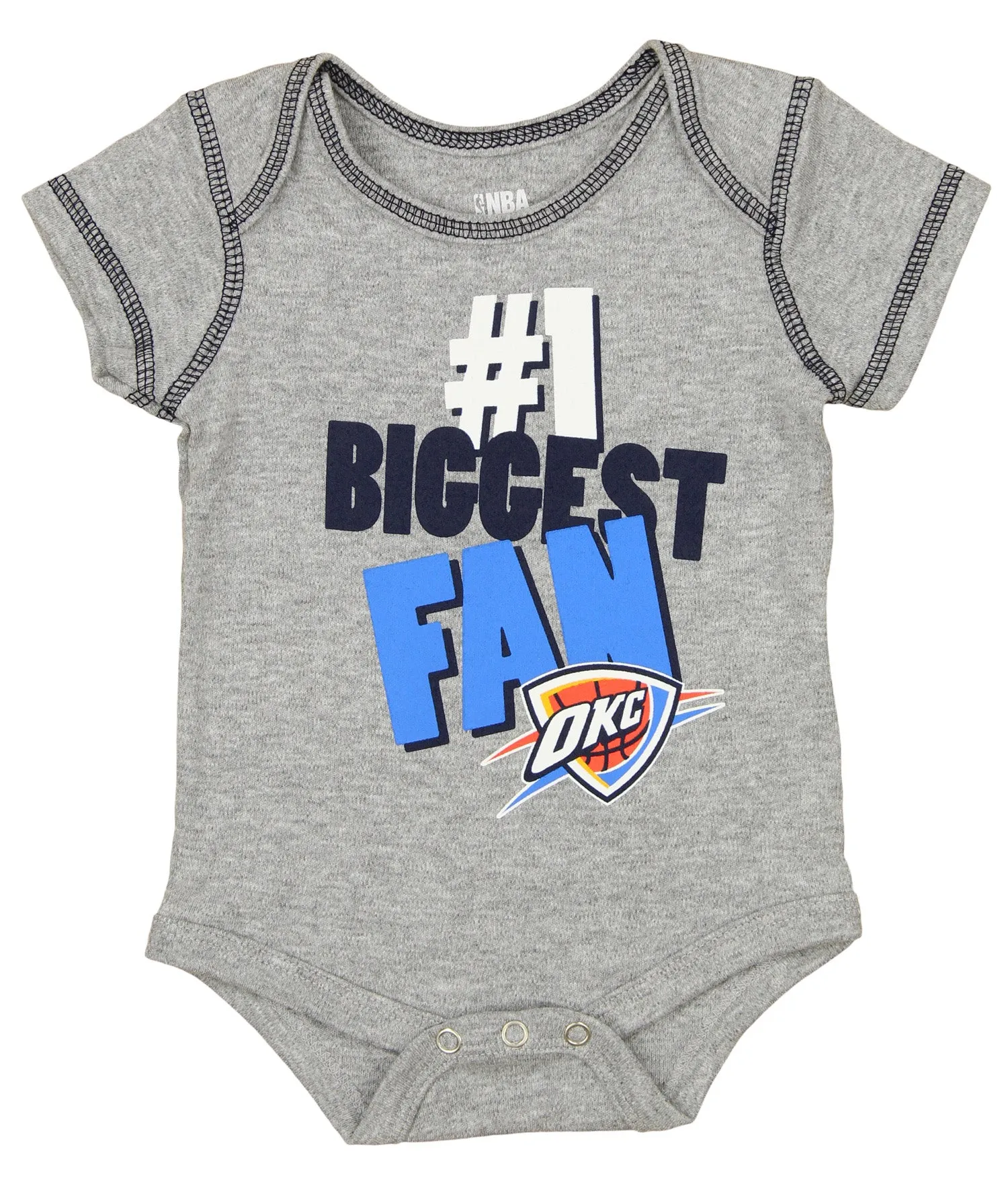 OuterStuff NBA Boys Infant/Newborn Oklahoma City Thunder 3-Piece Bodysuit Set, Black/Grey/Blue
