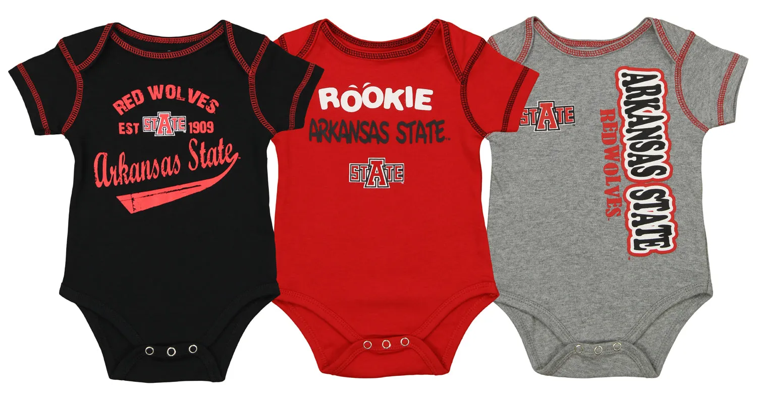 OuterStuff NCAA Infant Arkansas State Red Wolves 3 Piece Bodysuit Set
