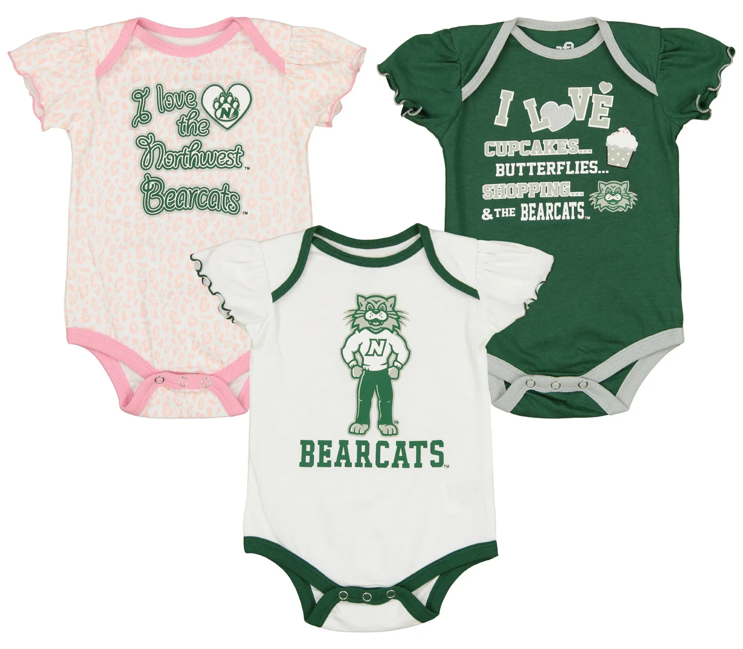 Outerstuff NCAA Infant Girl North West Missouri State Bearcats 3 Piece Creeper Set
