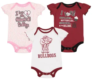 Outerstuff NCAA Infant Girls Alabama A&M Bulldogs Three Piece Creeper Set