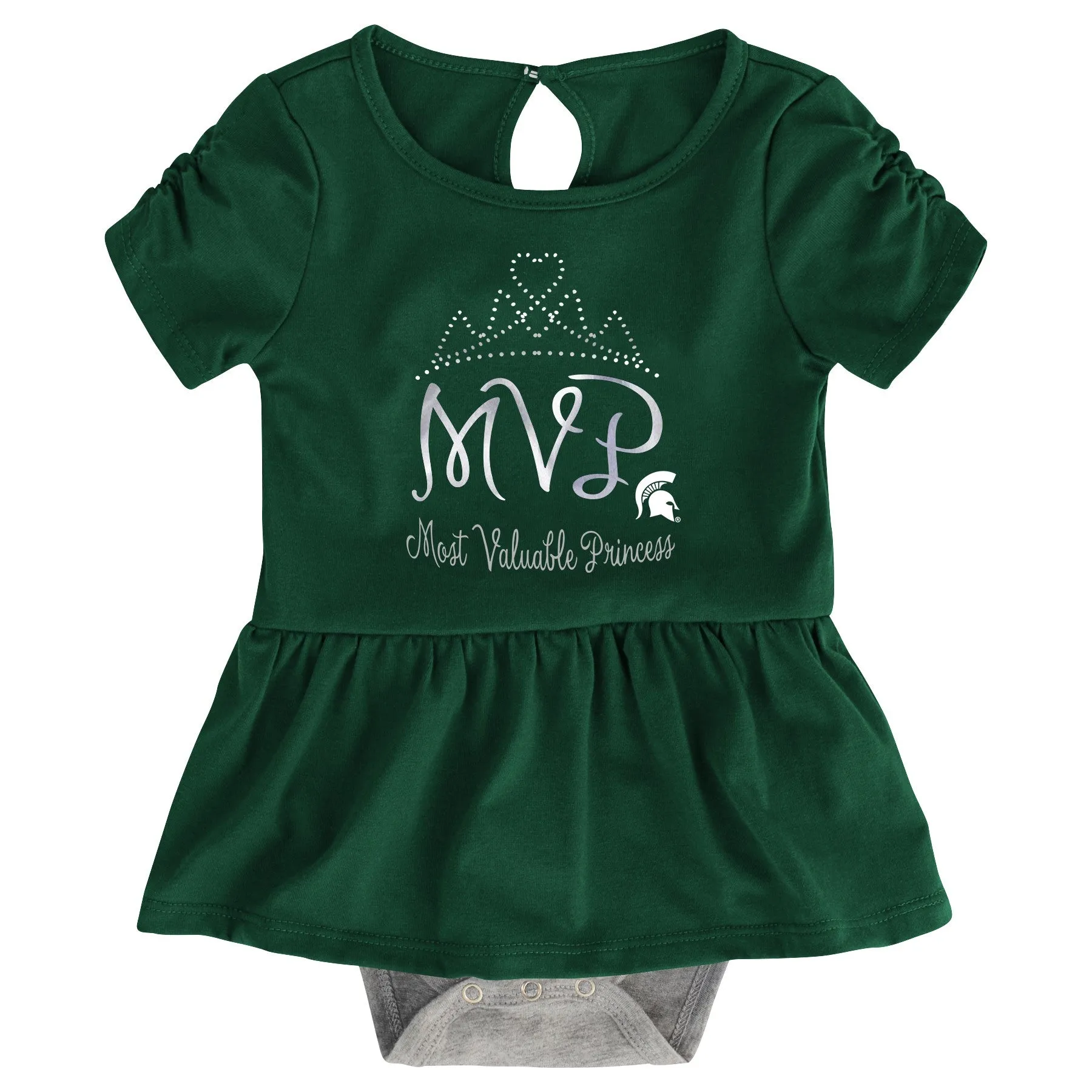 Outerstuff NCAA Infant Girls Michigan State Spartans MVP Creeper, Bib & Bootie Set
