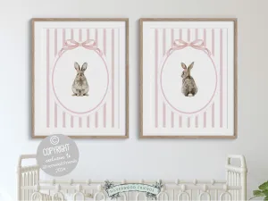 Pink Bunny Nursery Print Set of 2