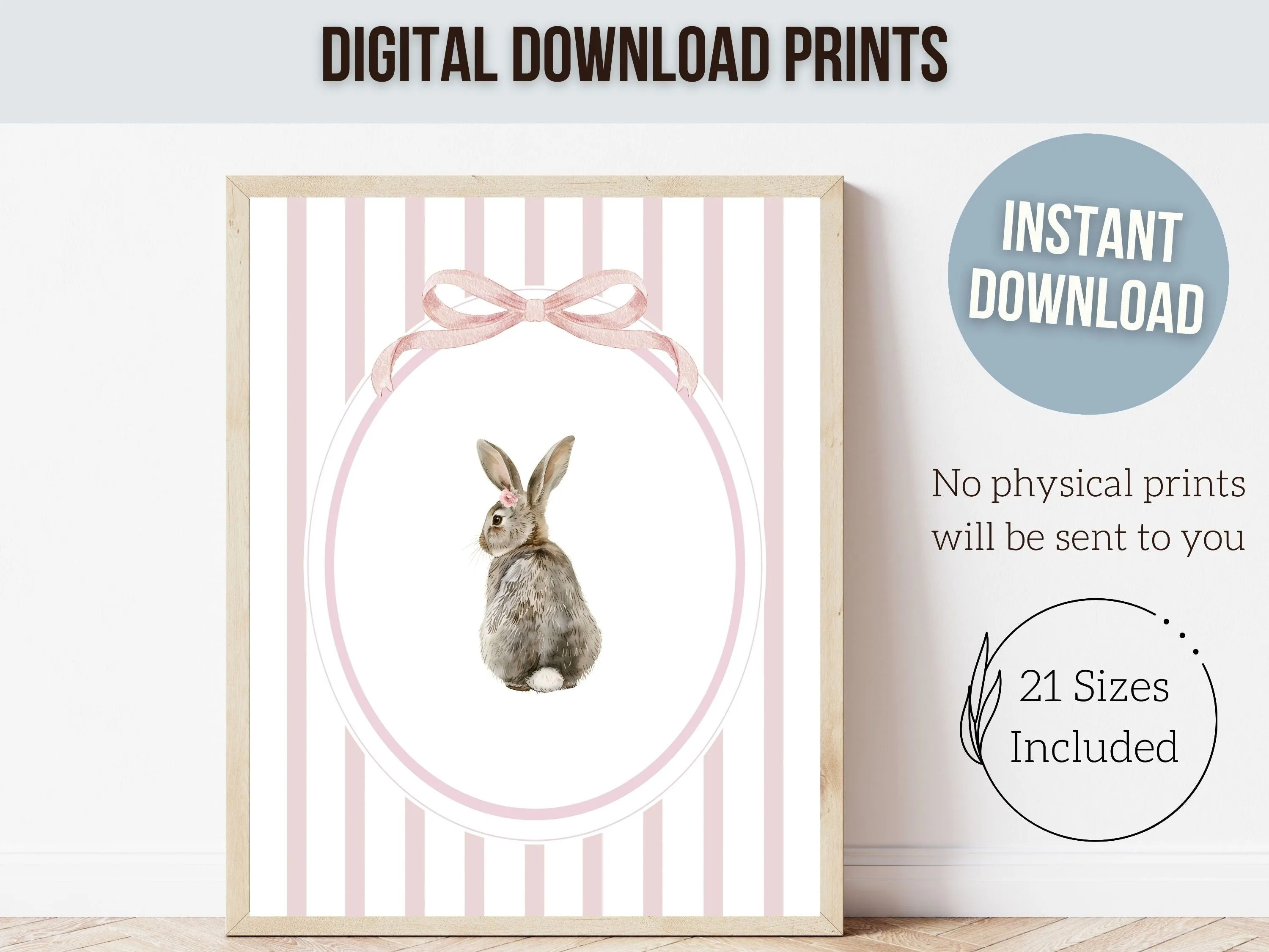 Pink Bunny Nursery Print Set of 2