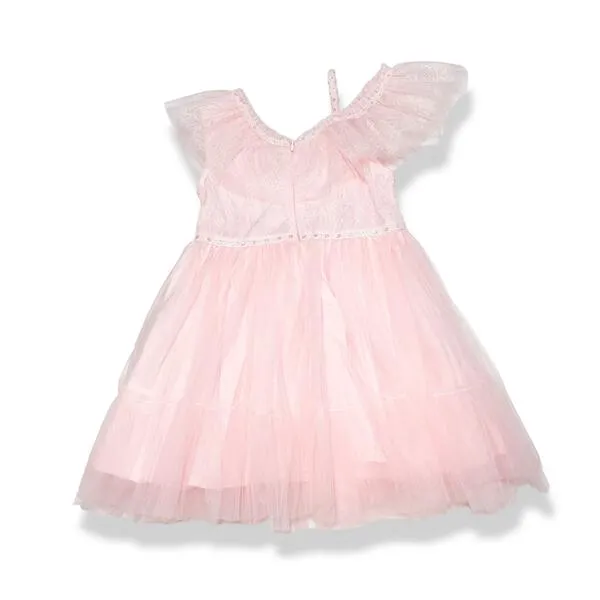 Pink Off Shoulder Lace Dress