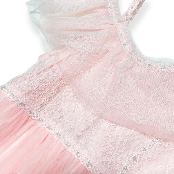 Pink Off Shoulder Lace Dress