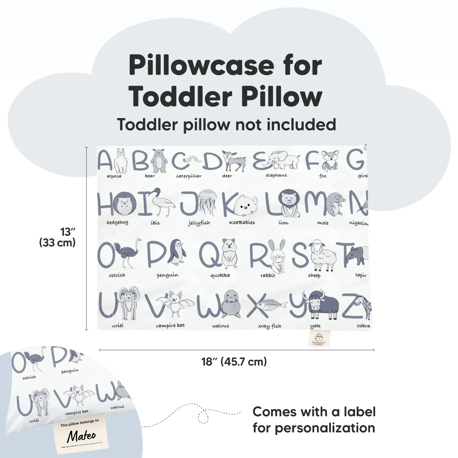 Printed Toddler Pillowcase 13X18"