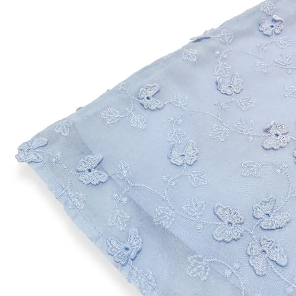 Puff Slvs Butterfly Cotton Dress - blue