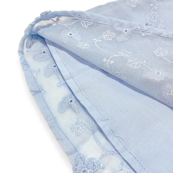 Puff Slvs Butterfly Cotton Dress - blue