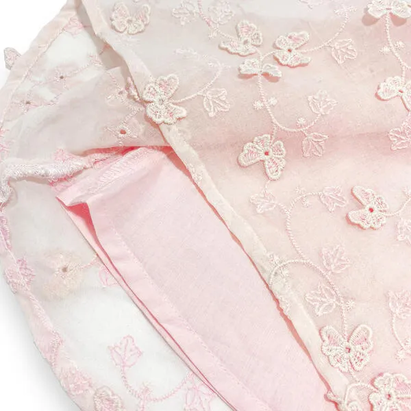 Puff Slvs Butterfly Cotton Dress - pink