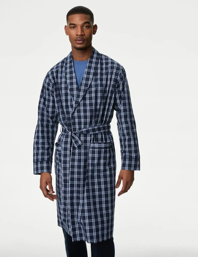 Pure Cotton Checked Dressing Gown
