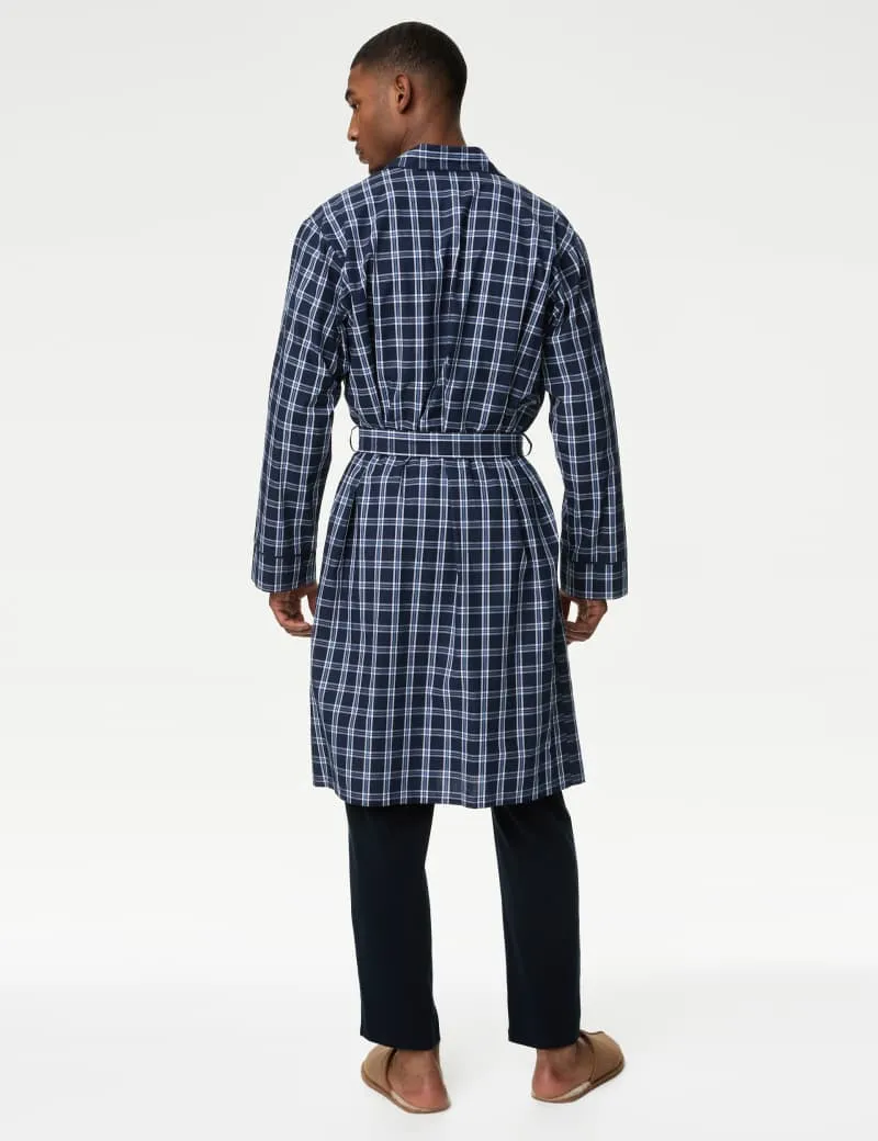 Pure Cotton Checked Dressing Gown