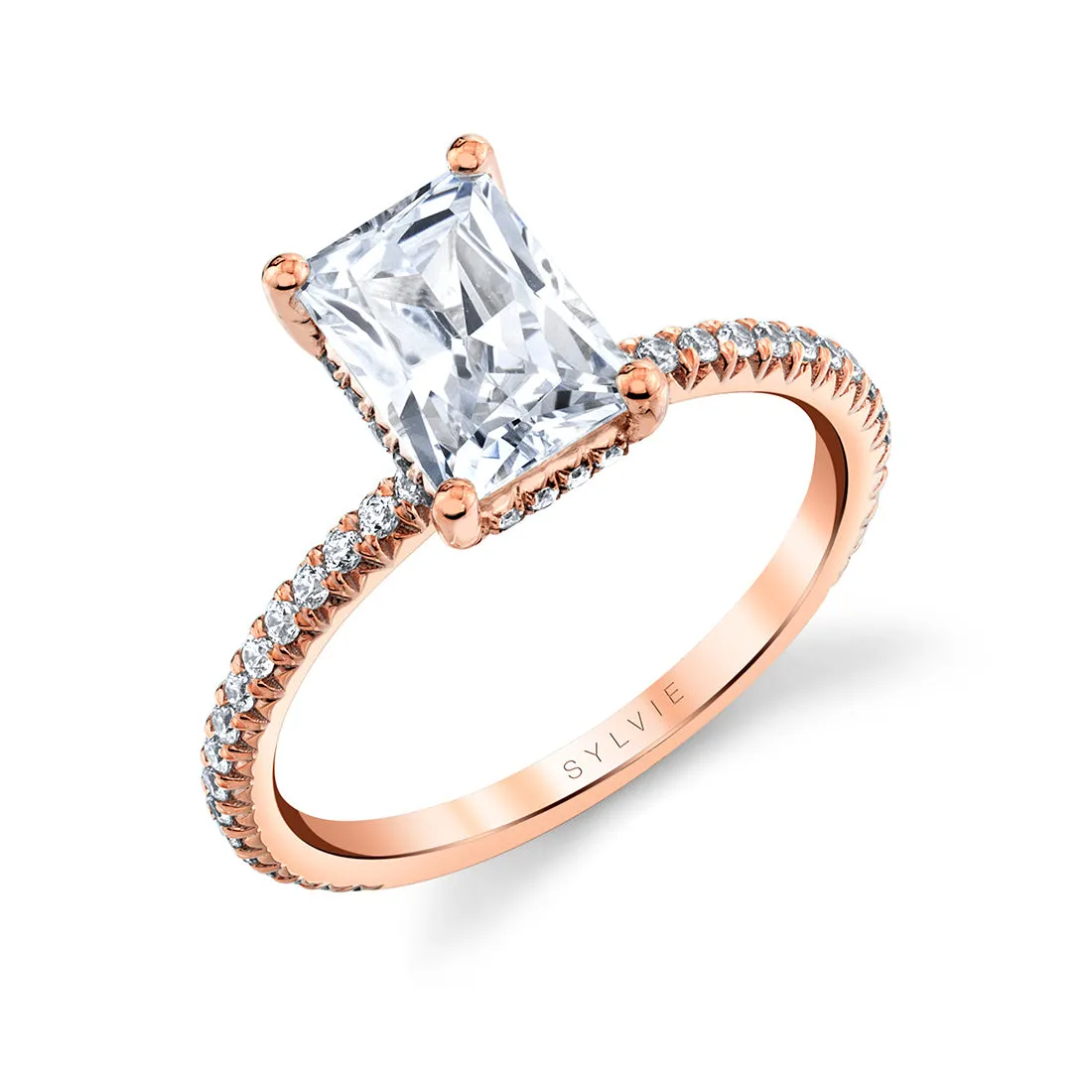 Radiant Cut Classic Engagement Ring - Maryam 14k Gold Rose