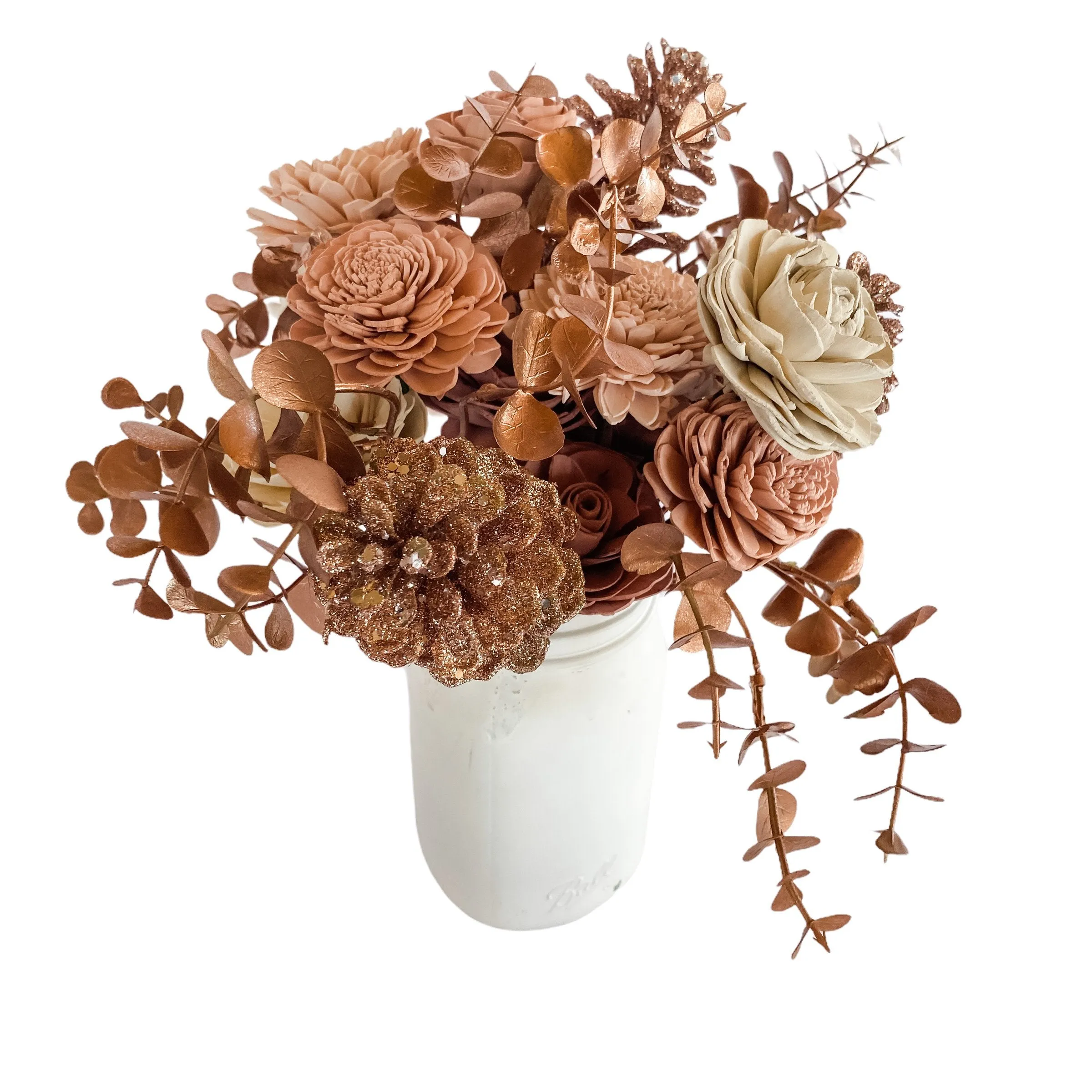 Rose Gold Pinecones Mason Jar Arrangement - Quart