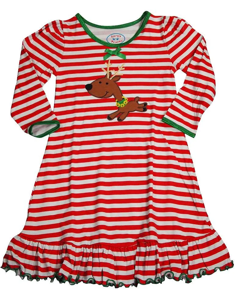 Sara's Prints Toddler Girls Long Sleeve Gown Holiday Ruffle Flame Resistant, 32719