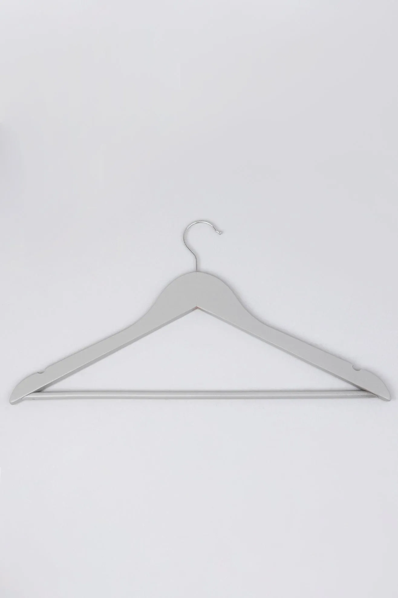 Set of 10 Wooden Notched Chrome Hook Clothes Hangers