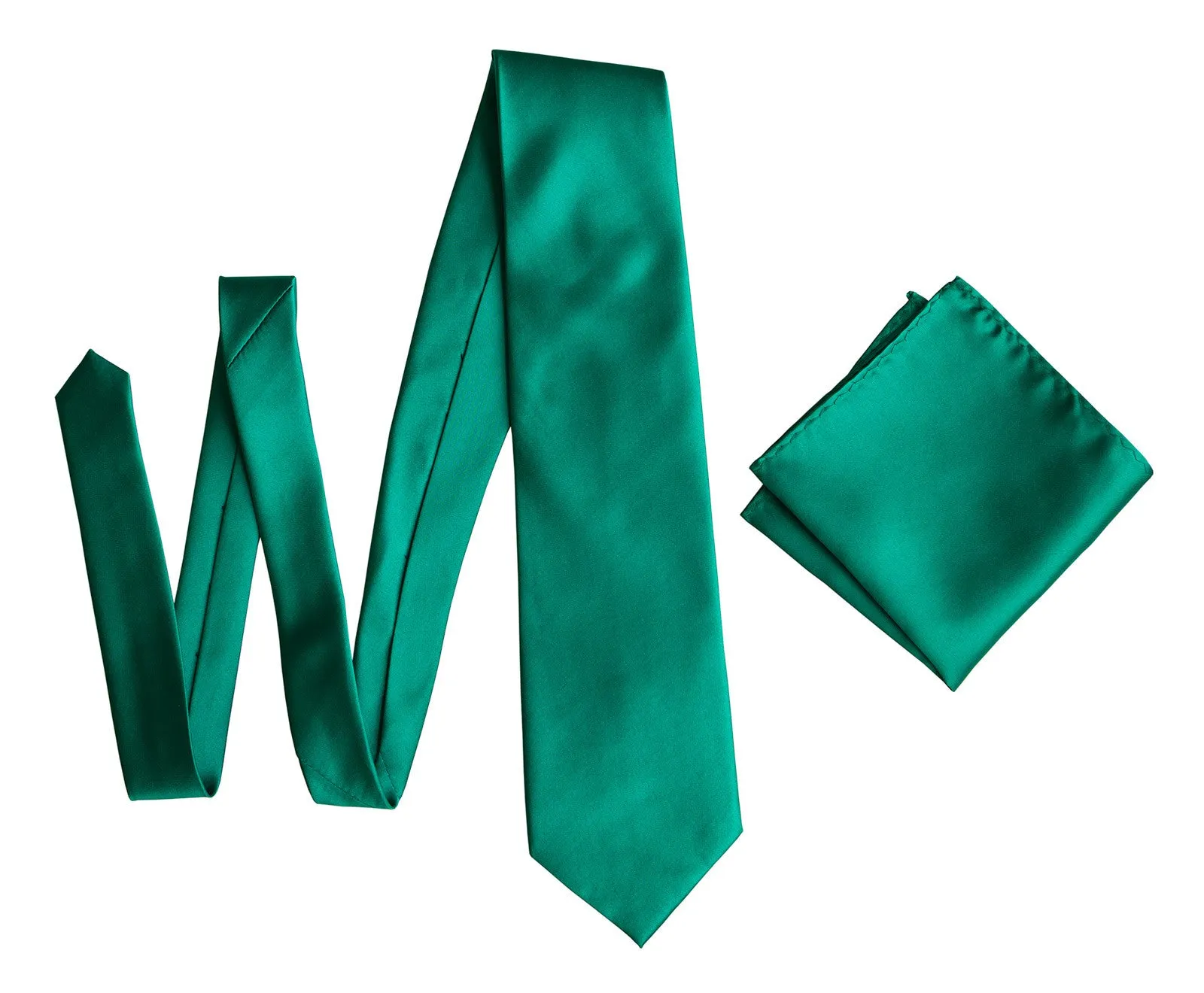 Teal Green Necktie. Solid Color Satin Finish Tie, No Print