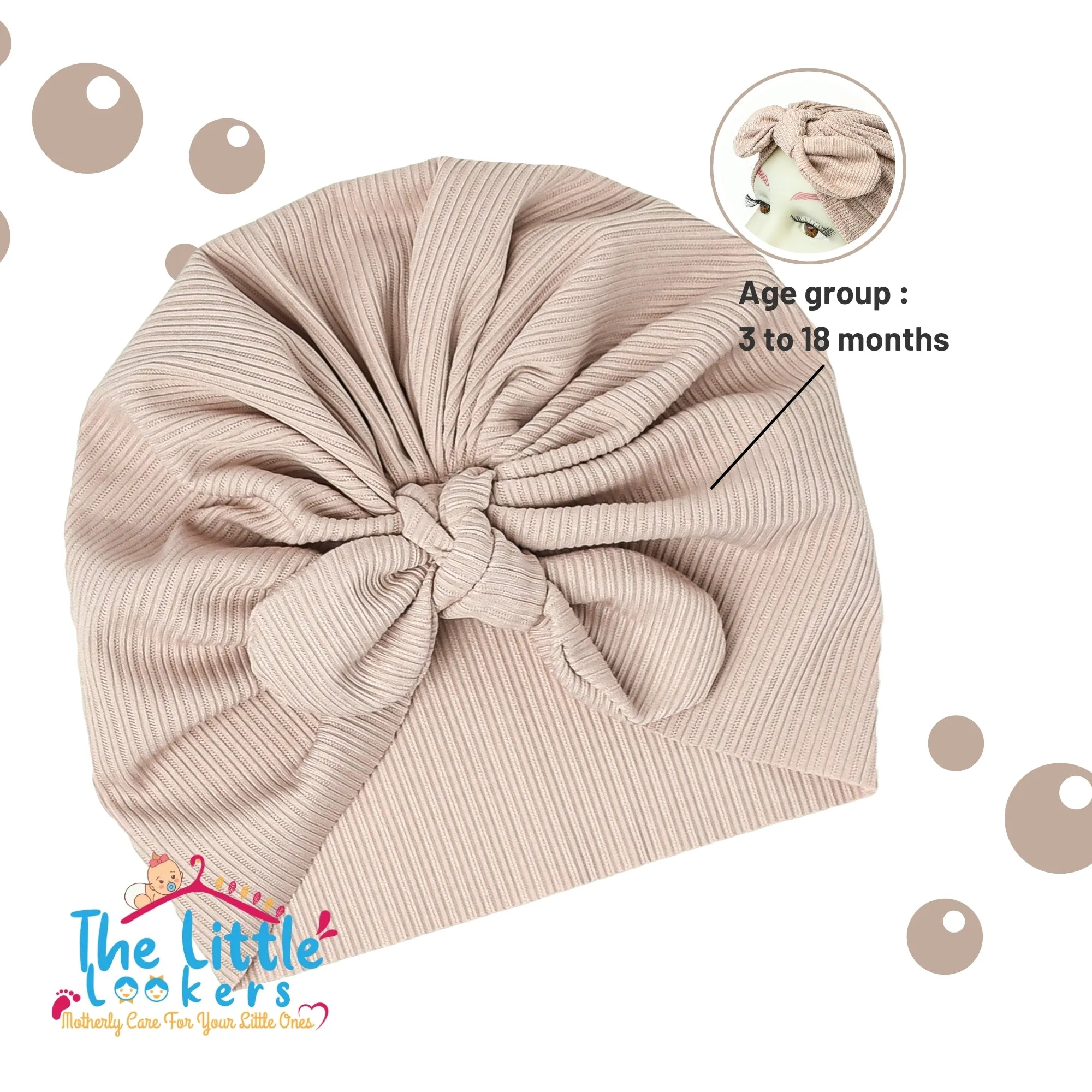 THE LITTLE LOOKERS Unisex Soft Turban Cap, Baby Headwear | Suitable for 3 to 18 Months Baby