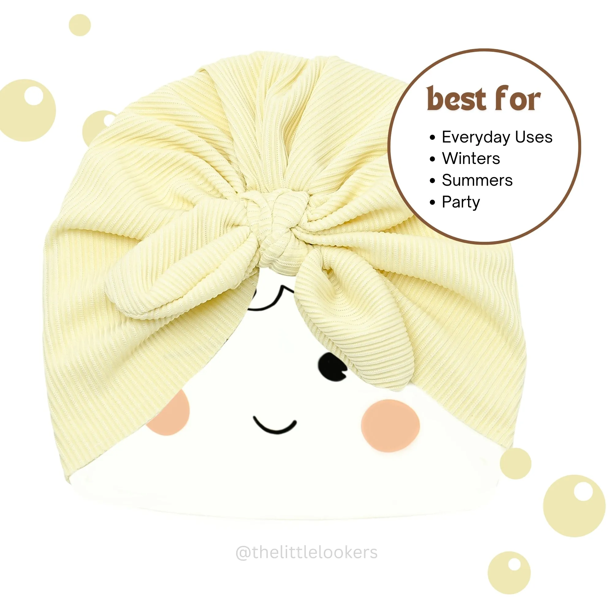 THE LITTLE LOOKERS Unisex Soft Turban Cap, Baby Headwear | Suitable for 3 to 18 Months Baby