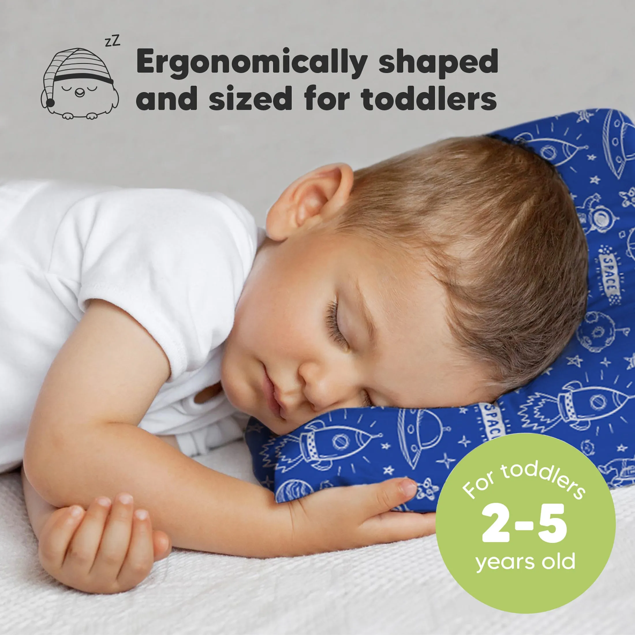 Toddler Pillow with Pillowcase (Off to Space)