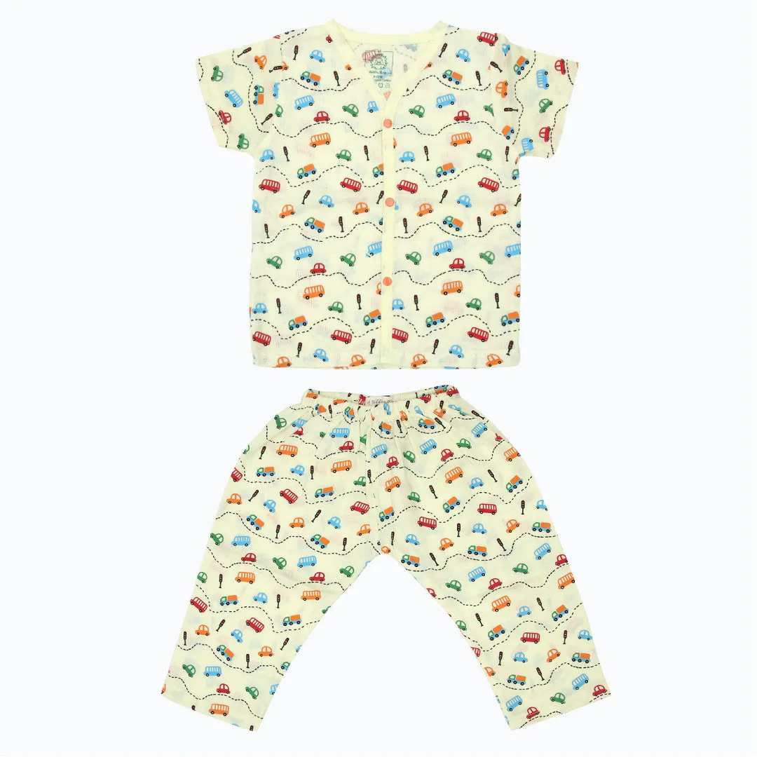 Trucks & T-Rex (Pack of 2) - Muslin Sleep Suit for babies and kids (Unisex)
