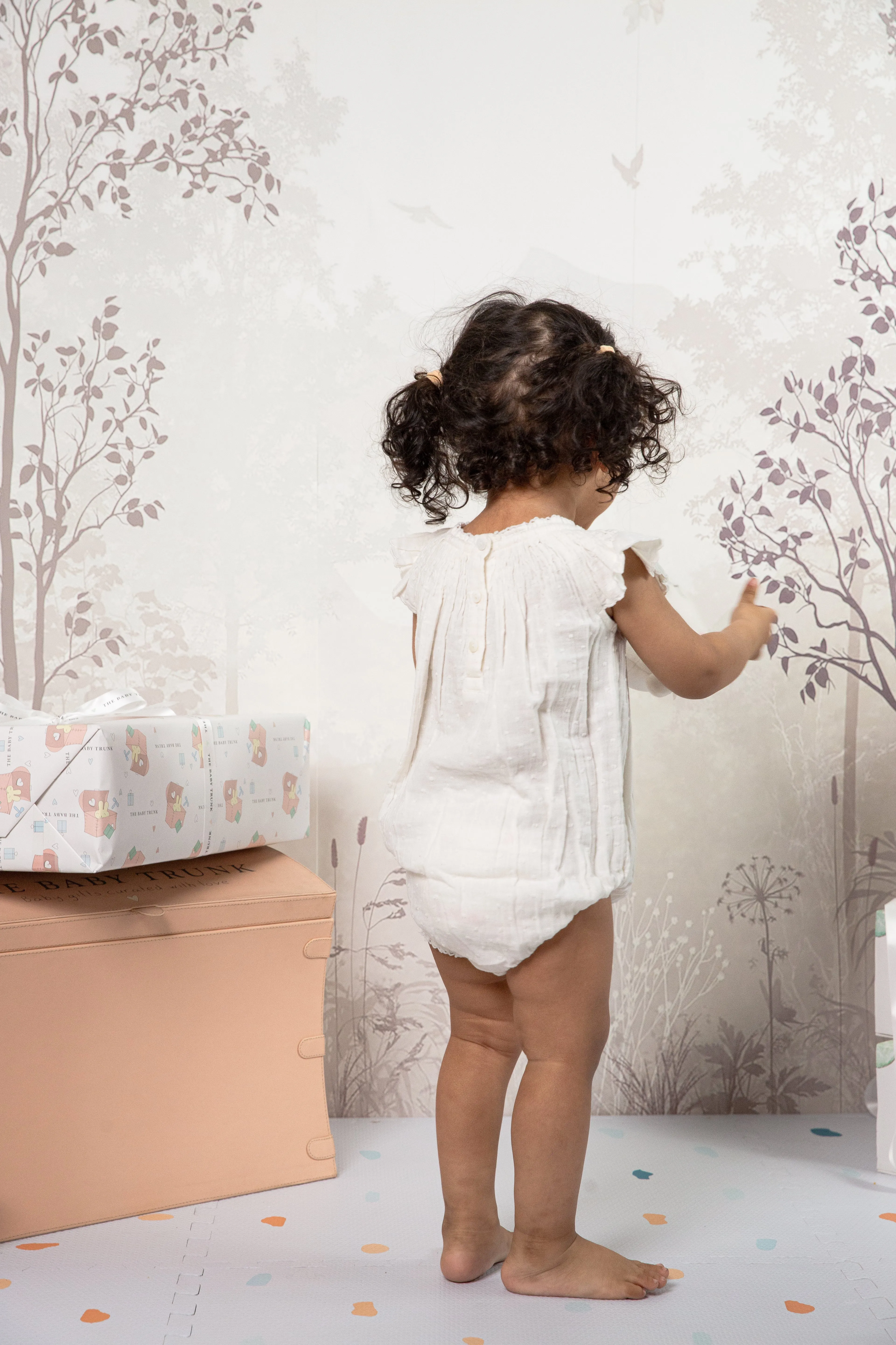 VINTAGE WHITE FLORAL ONESIE
