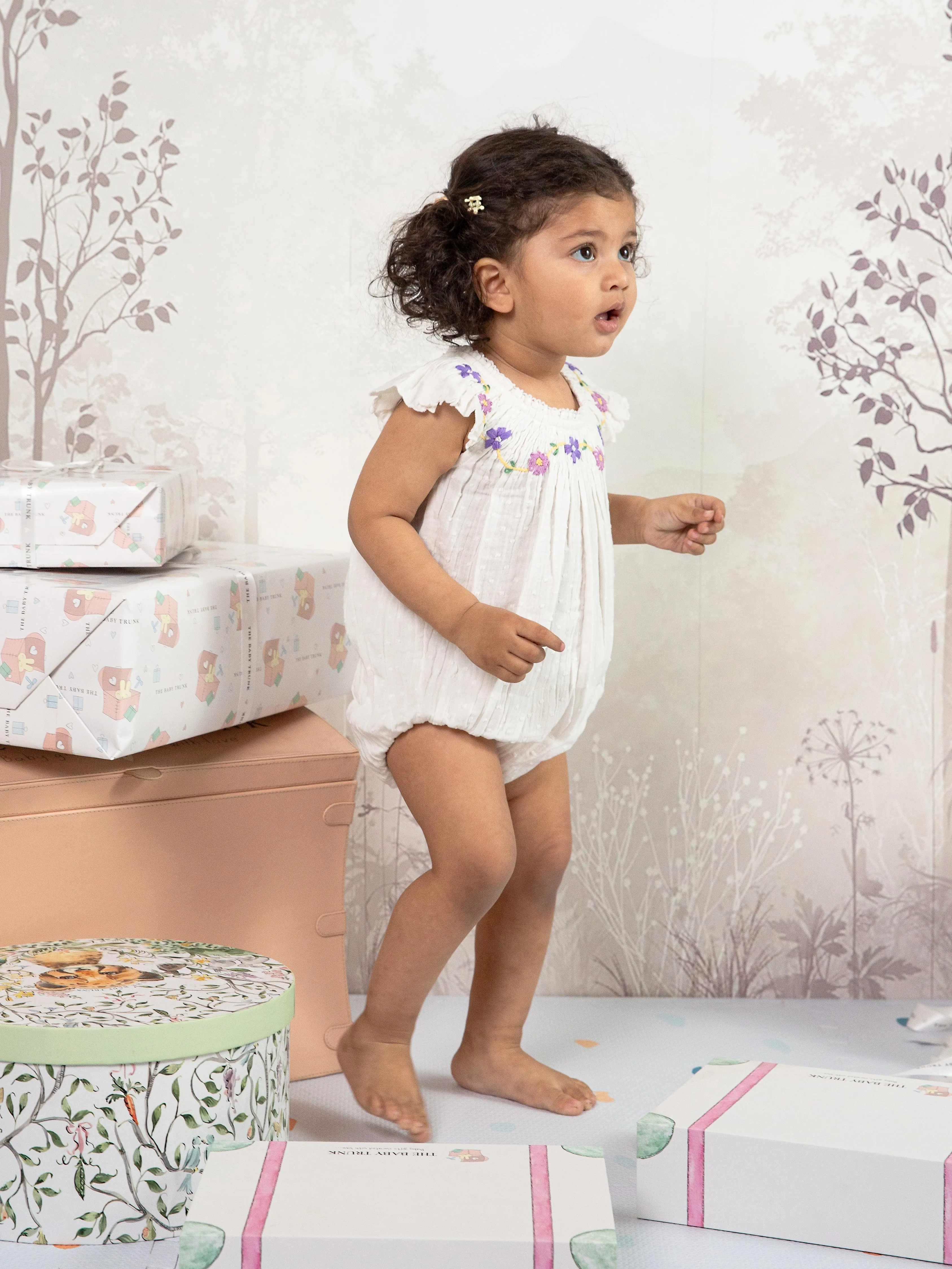 VINTAGE WHITE FLORAL ONESIE