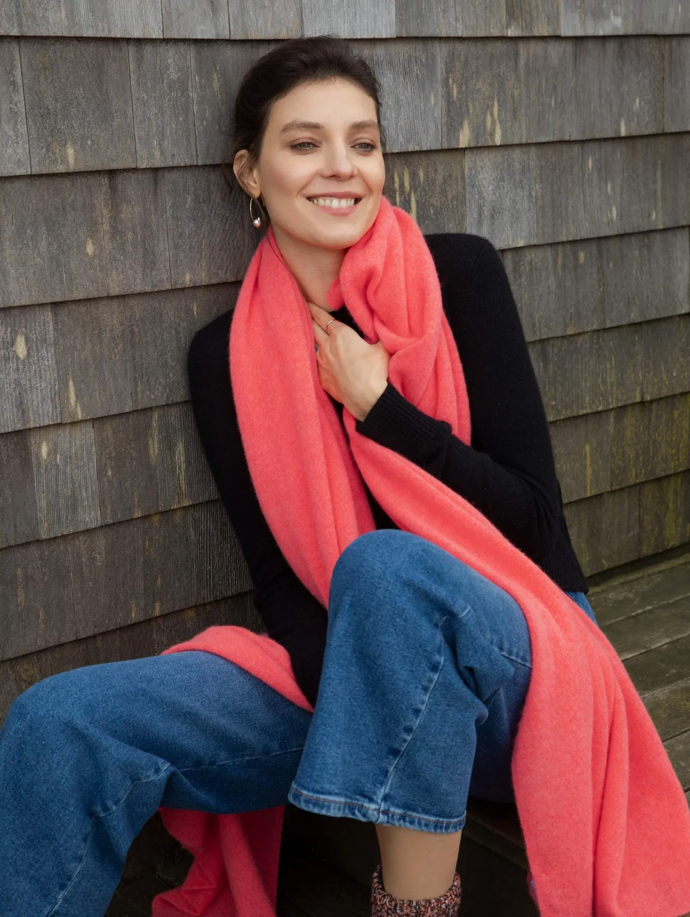 White   Warren - Cashmere Travel Wrap in Red Ember Heather