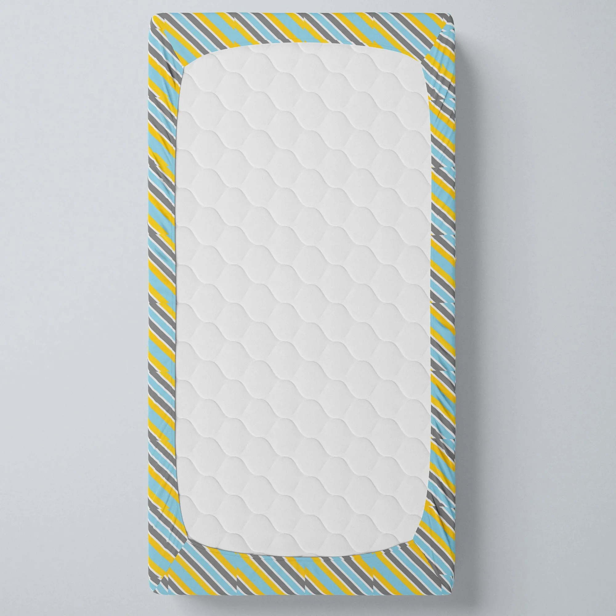 Yellow Blue Stripes Fitted Crib Sheet